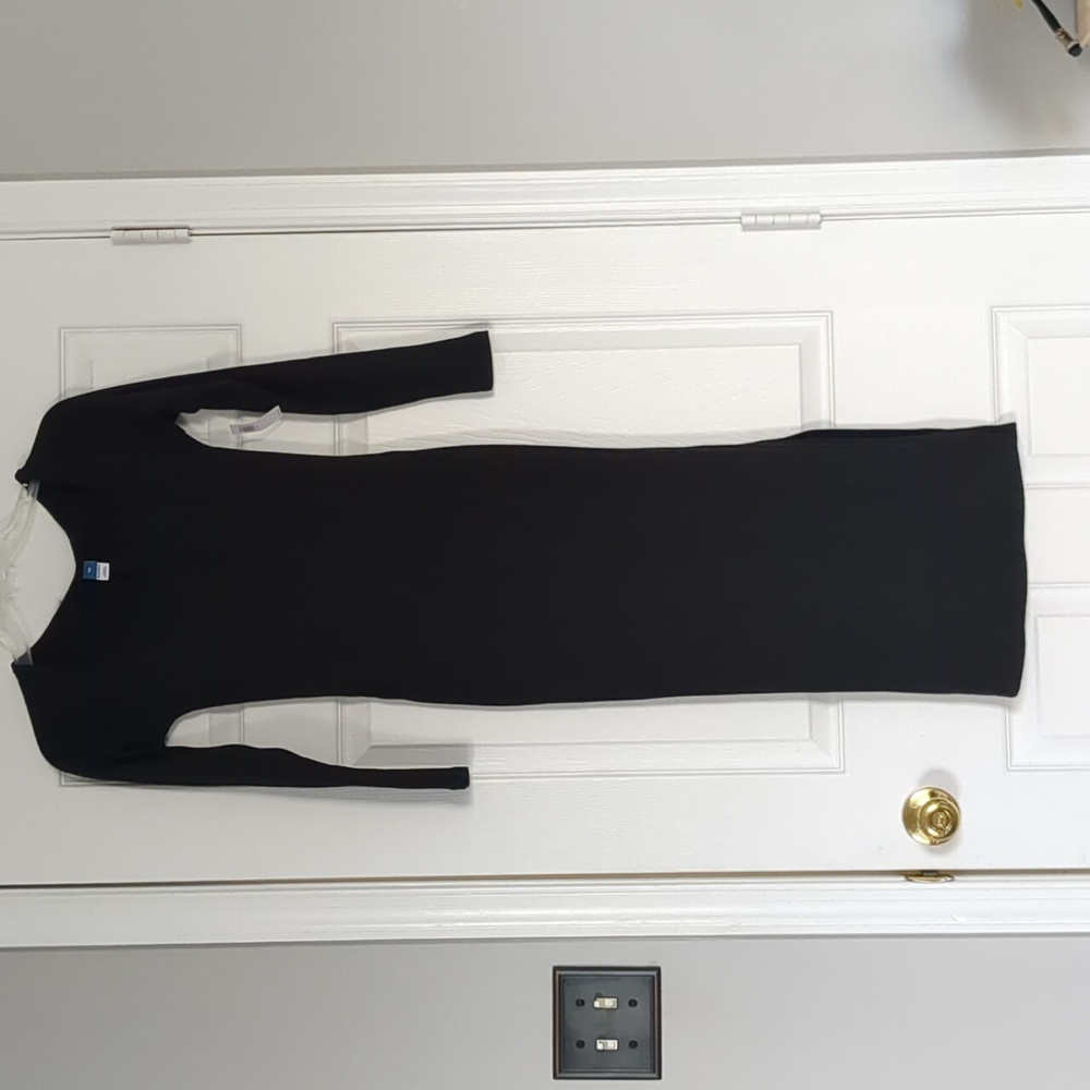 Ribbed long sleeve body con dress